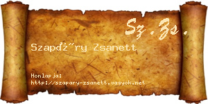 Szapáry Zsanett névjegykártya